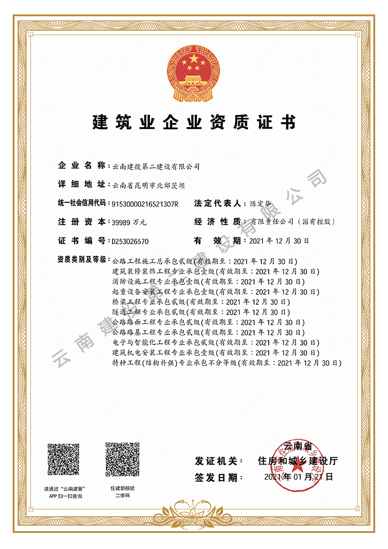 建筑業(yè)企業(yè)資質(zhì)證書廳級